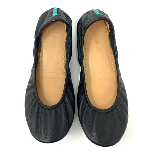 Tieks Black Leather Ballet Flats Size 7 - Picture 2 of 9